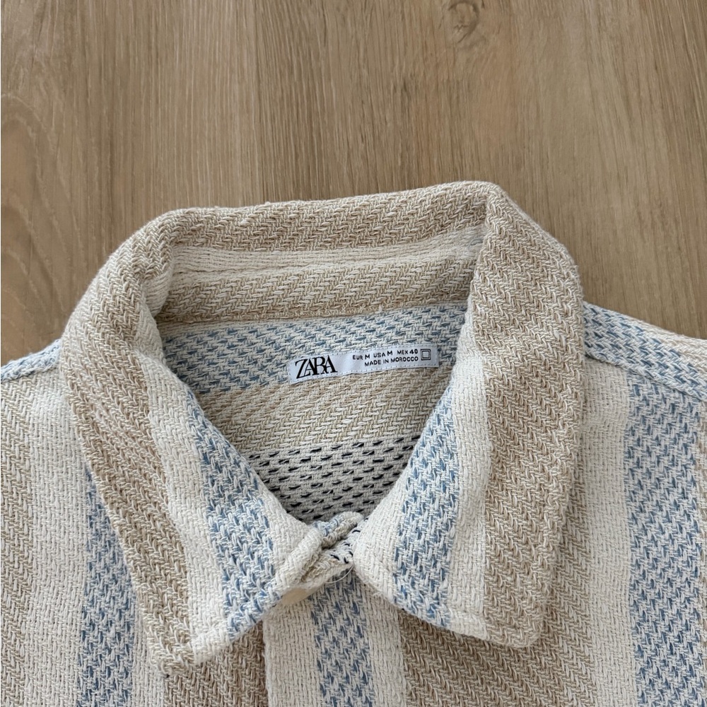 Zara Striped Button Down Shacket/Overshirt Size Men's Medium - Picture 2 of 3